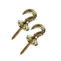 Egyptian Style Solid Brass Screw-In Tie Back Hook - Small (Pack of 2) - White Frame Company